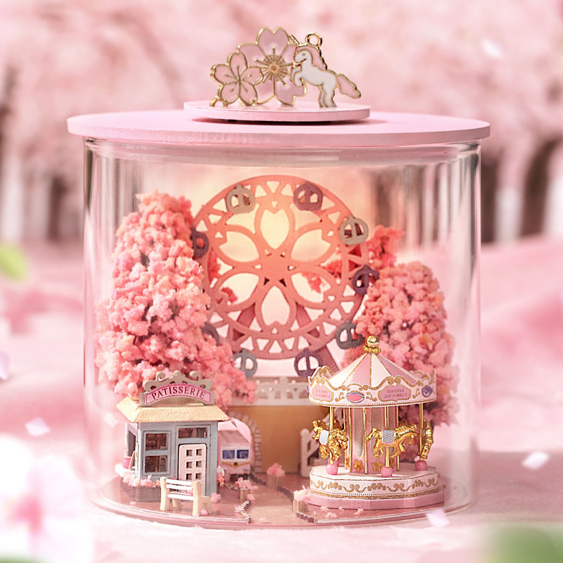 Diy Cabin Dream Bottle 3d Three-dimensional Assembly Model Cherry Blossom Handmade Toy Female Creative Birthday Gift