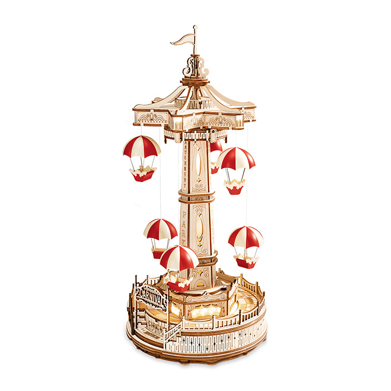 Parachute 3d Three-dimensional Puzzle Wooden Manual Diy Assembly Model Adult Gift Octave Box Ornaments